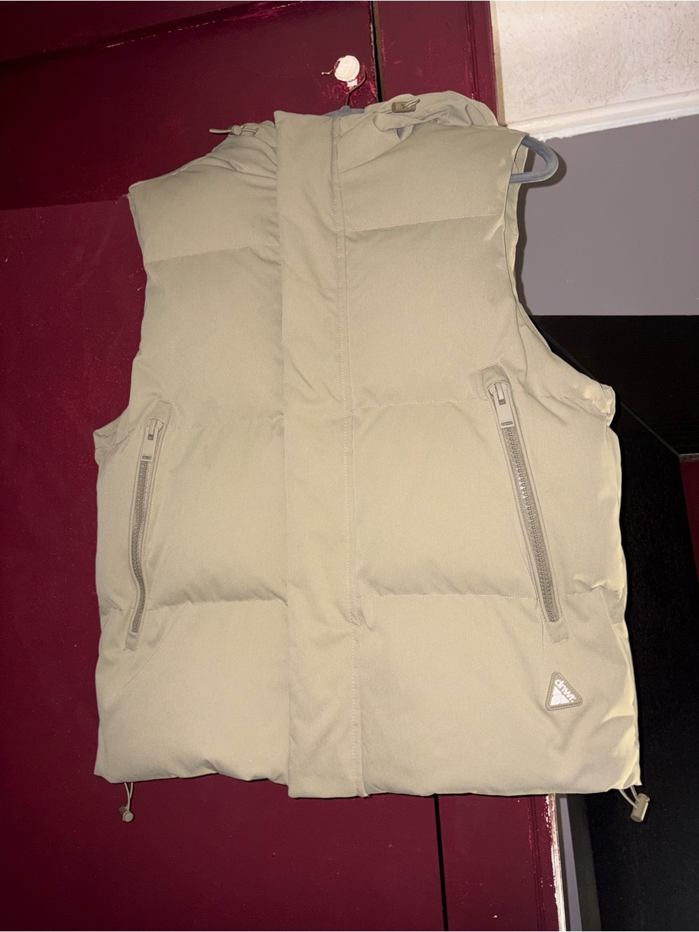 Zara Light Beige Quilted Hooded Puffer Vest